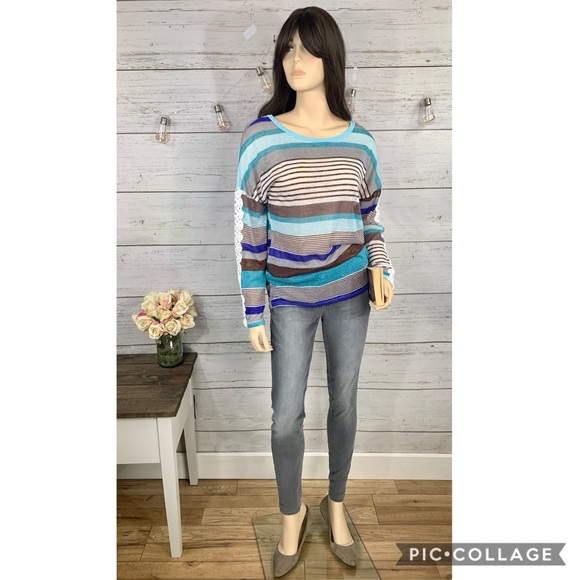 HYX Cool Colors Striped Embellished-Sleeve Top - Picture 2 of 7